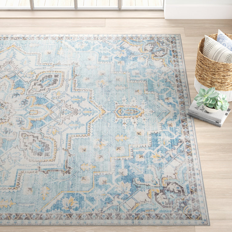 Maz Chenille Light Blue/Gray/Yellow Rug & Reviews Joss & Main